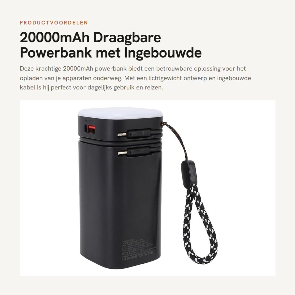 Dailygoods- Powerbank 20000mAh Hoge Capaciteit - Draagbare Oplader