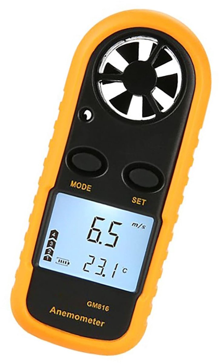 Digitale Windsnelheidsmeter - Anemometer Temperatuurmeter - Buitenactiviteiten Weer - Nauwkeurige Metingen - Tot 100 Km/u - Zwart
