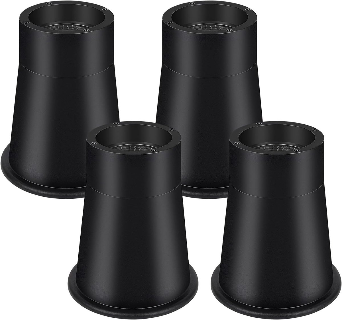 Stapelbare beenverhogers - Meubelsteunen - Meubels Verhogen - Stabiele brede basis - 4 stuks - Zwart