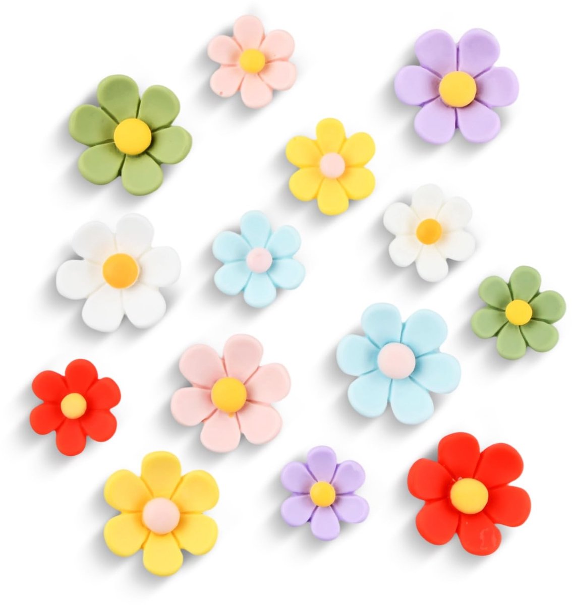 Dailygoods- Koelkastmagneten 14 stuks - 3D Bloemen - Kleurrijk - Hars - Duurzaam - 25 mm/20 mm - Vervaging/Schuren bestendig - Decoratiemagneten