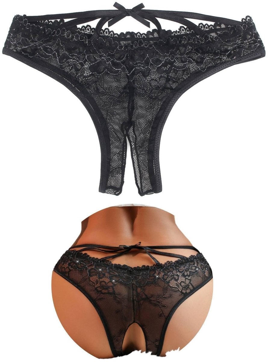 Dailygoods- String Sexy Vrouwen - Open Kanten Braziliaanse Slip - Transparant Ondergoed - Plus Maat S-XXL - Elastische Tailleband - Comfortabel Katoen Kruis