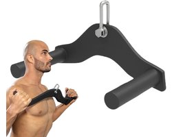 Pulldown Bar - Fitness Handvat - Kracht Training - Ergonomische V-Grip - 24.5 cm Lengte - Zwart