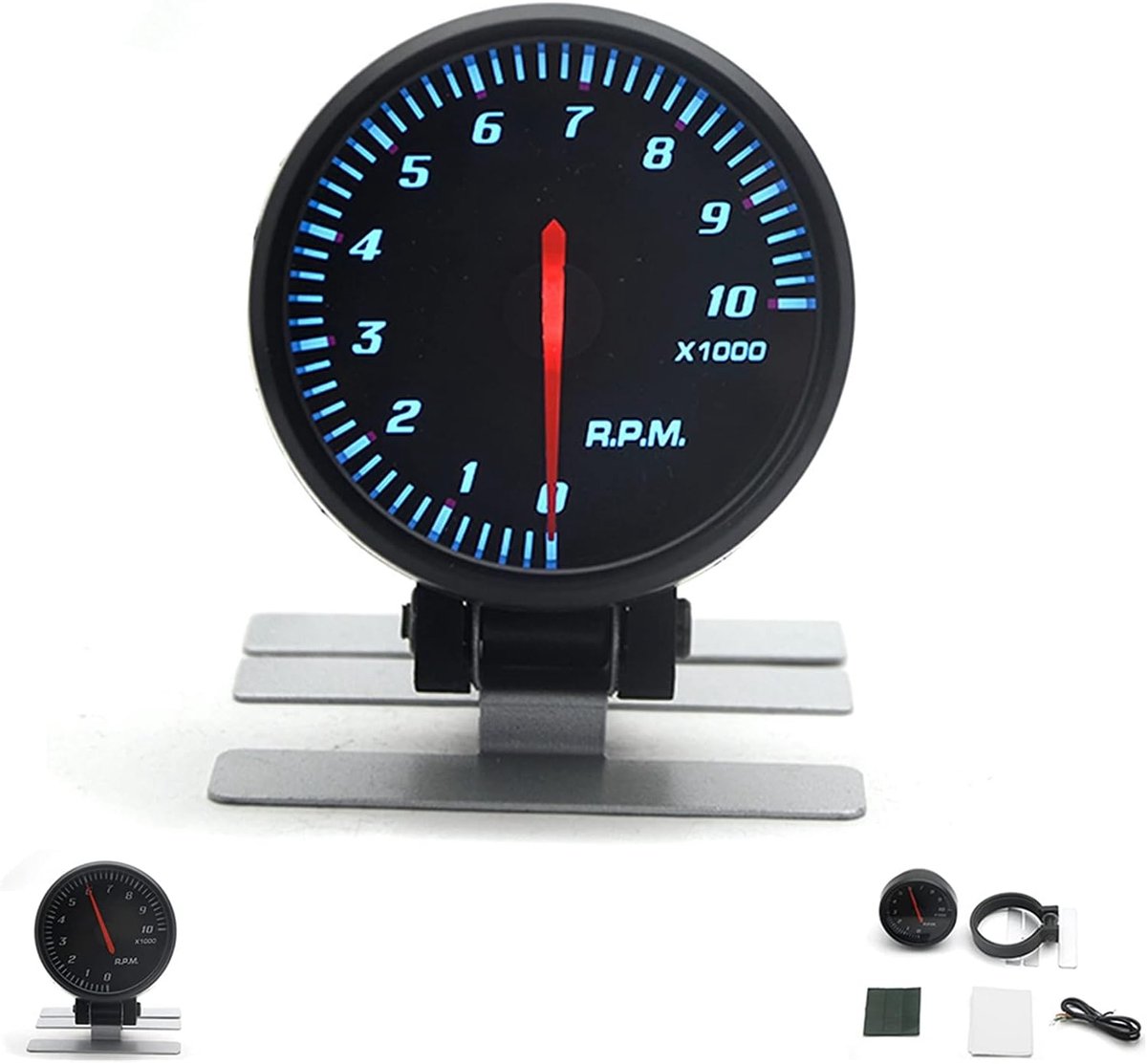Auto Instrumenten - Dashboard Meters - Rijgegevens Monitoren - Blauw LED Display - 60 mm Diameter - Zwart