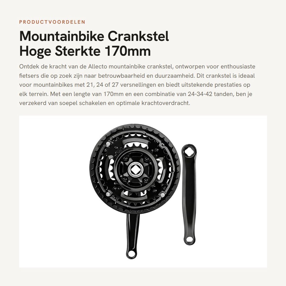 Dailygoods- Crankstel 170mm Hoog Koolstofstaal - Fietsketting - Mountainbike - Duurzaam - Hoge Sterkte - Eenvoudig te Installeren - Fietscrank