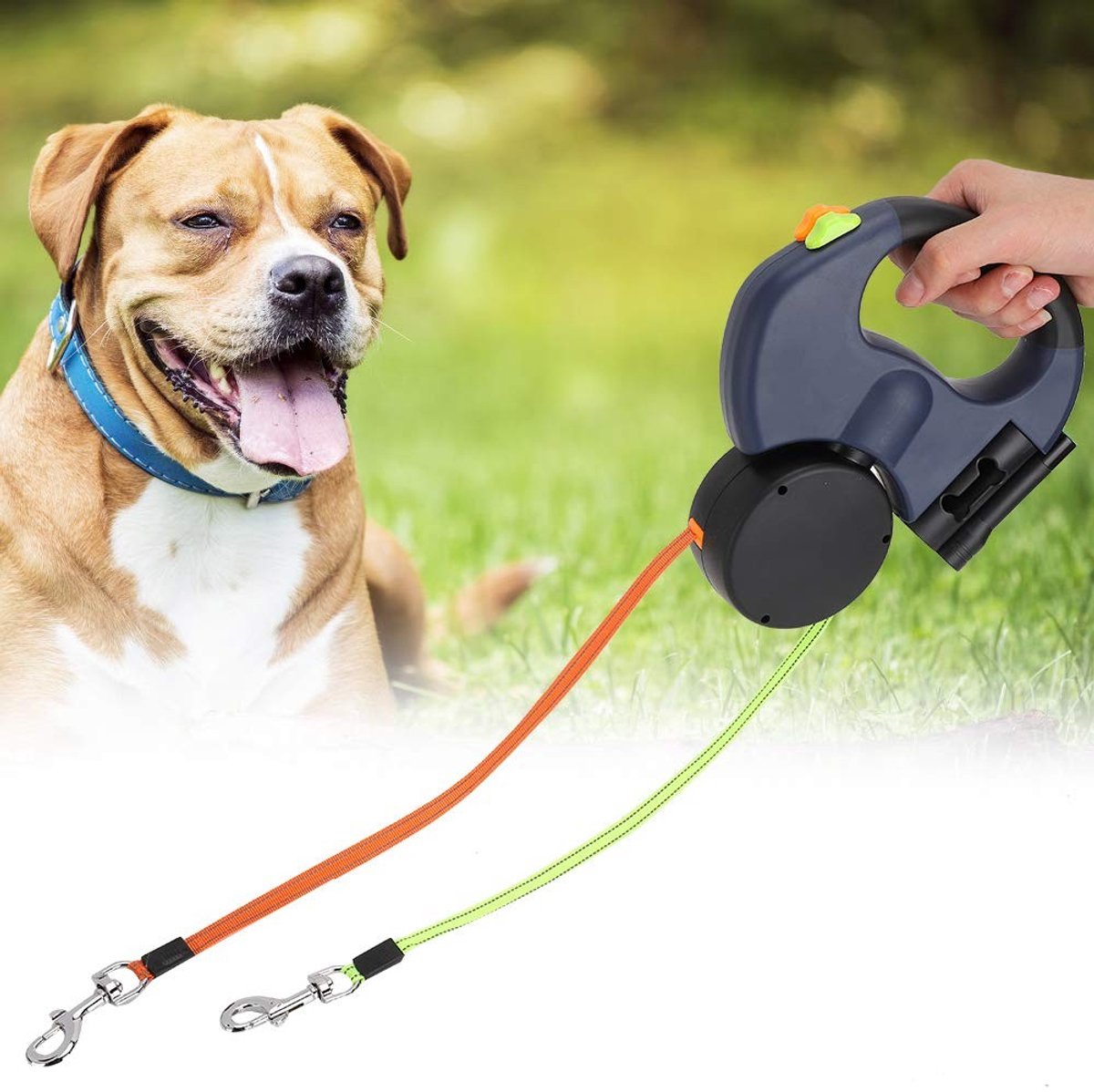 Dailygoods - Dubbele Intrekbare Hondenriem met LED Licht