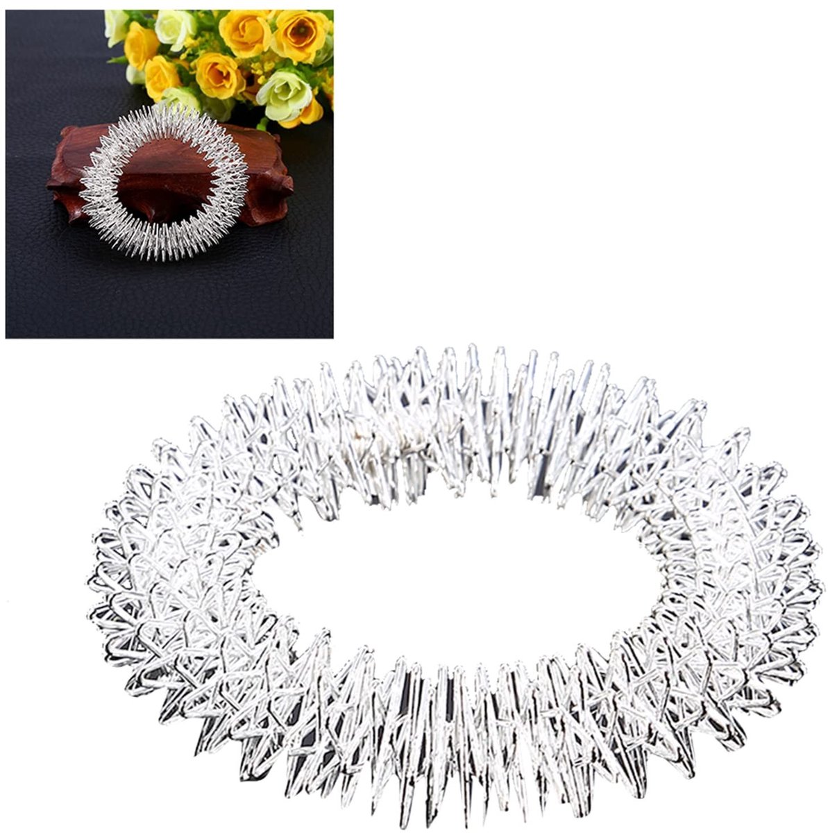 Dailygoods- Acupressuurringen - Massageapparaat - Polsmassage - Ontspanningsaccessoires - Gezondheidsproduct - Driehoekige punten - Massagering