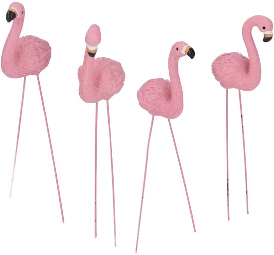 Dailygoods- Tuinbeeld Flamingo - Duurzaam Hars - Gietijzeren Voeten - Stevig Standbeeld - Tuindecoratie - Multifunctioneel Gebruik