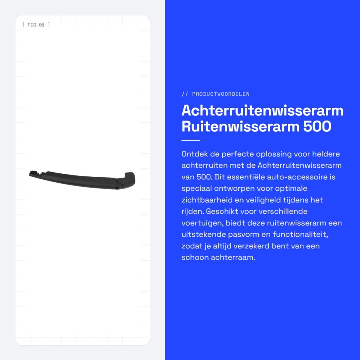 Achterruitenwisserarm - Geschikt voor 500 - Ruitenwisserarm 312 - Rubber - Zwart - Auto Accessoires