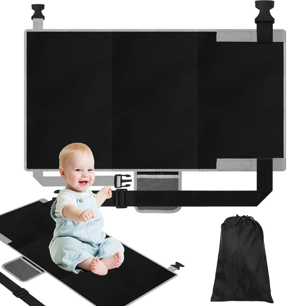 Dailygoods- Kindervliegtuig Voetensteun - Opvouwbaar - Verstelbare Stoelhoes - Antislip - Ademend Materiaal - Comfortabel en Duurzaam - Vliegtuigaccessoire