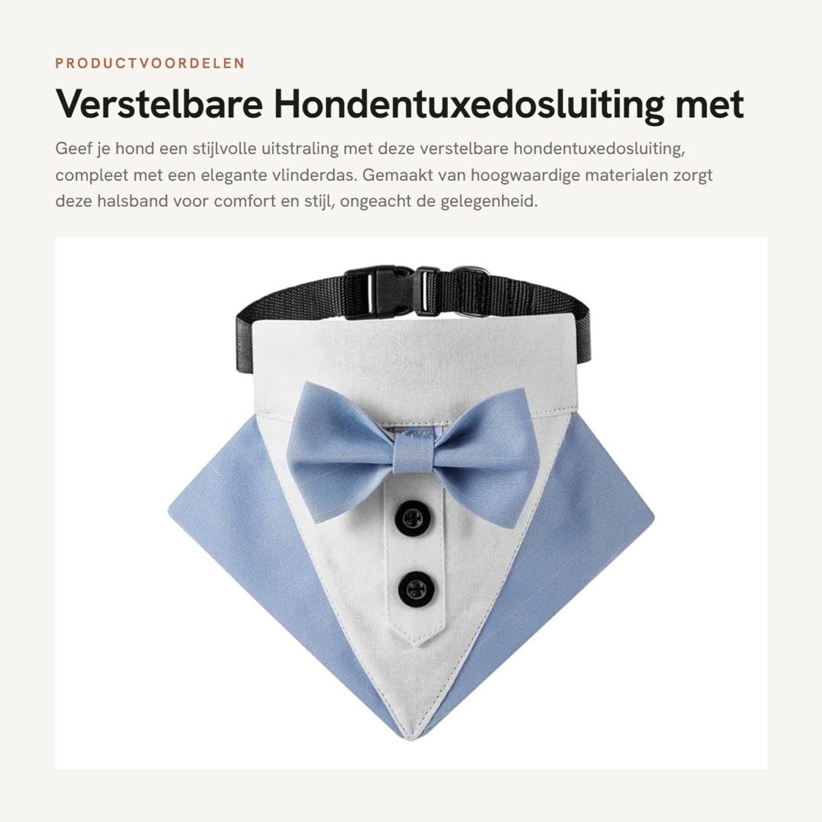 Dailygoods- Hondentuxedosluiting Verstelbaar - Hondenhalsband - Polyester - Strik - Geschikt voor Kleine/Middelgrote/Grote Honden - Comfortabel Materiaal