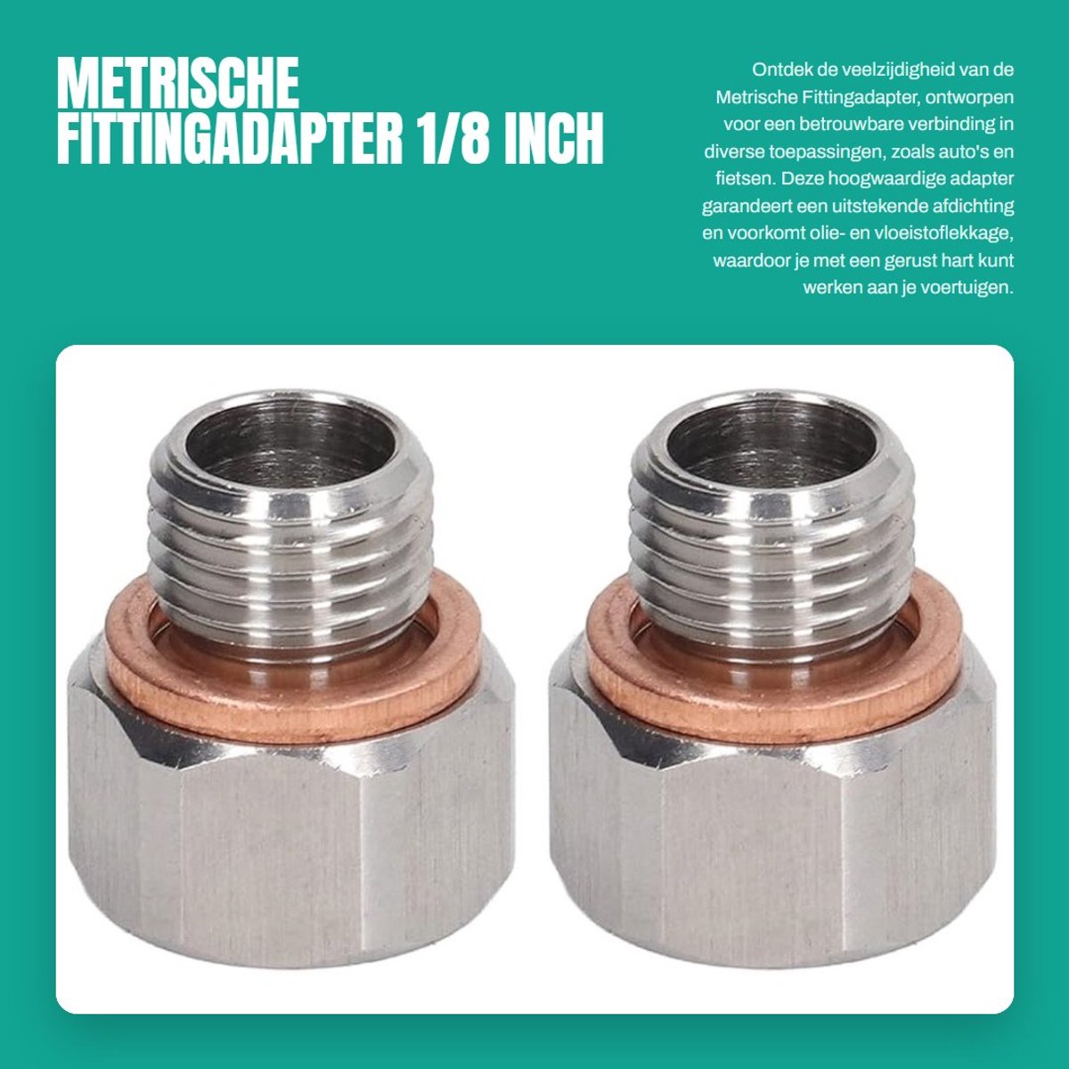 Dailygoods - Metrische Fittingadapter - 1/8 Inch - Uitstekende afdichting - Aluminium - M12 X 1,25 - Geschikt voor auto's en fietsen - 2 stuks