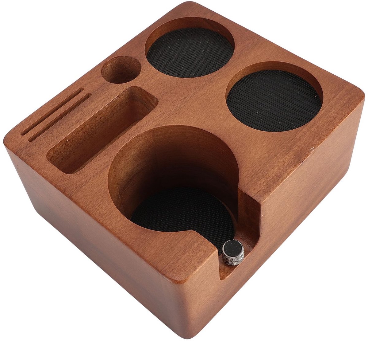 Dailygoods- Koffietamperhouder Houten Multifunctioneel - Koffietampstation 58 mm - Sabotage/Distributeur - Ruimtebesparend - Universele Compatibiliteit - 170 x 150 x 72 mm - Koffiestation
