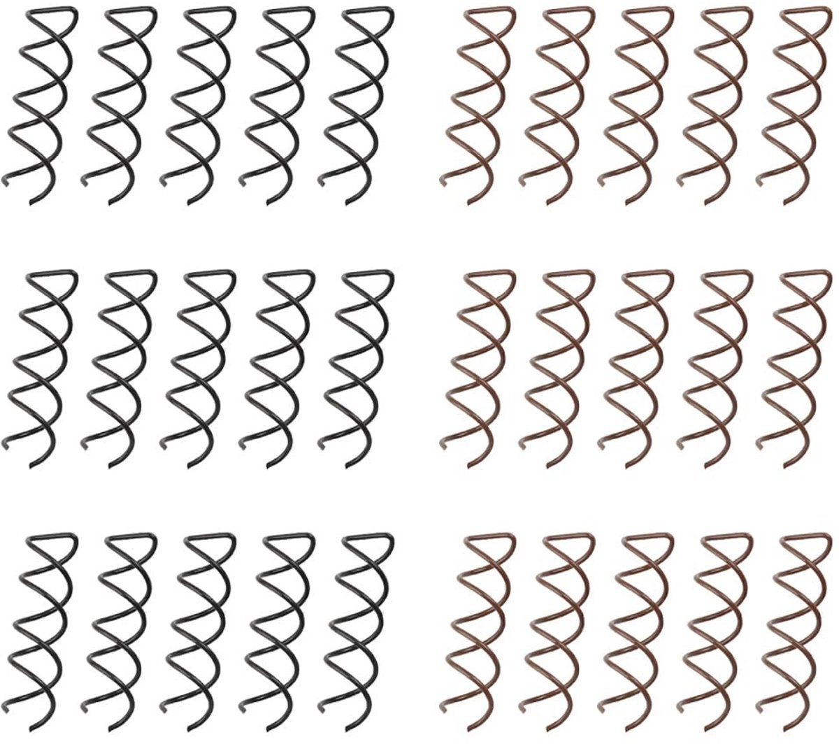 Dailygoods- Haarspelden 30 stuks - Spiraalvormige Haarspelden - Anti-kras - Duurzaam Legering - Geschikt voor Meisjes/Vrouwen - Afmetingen 5 cm x 1 cm - Bobby Pins