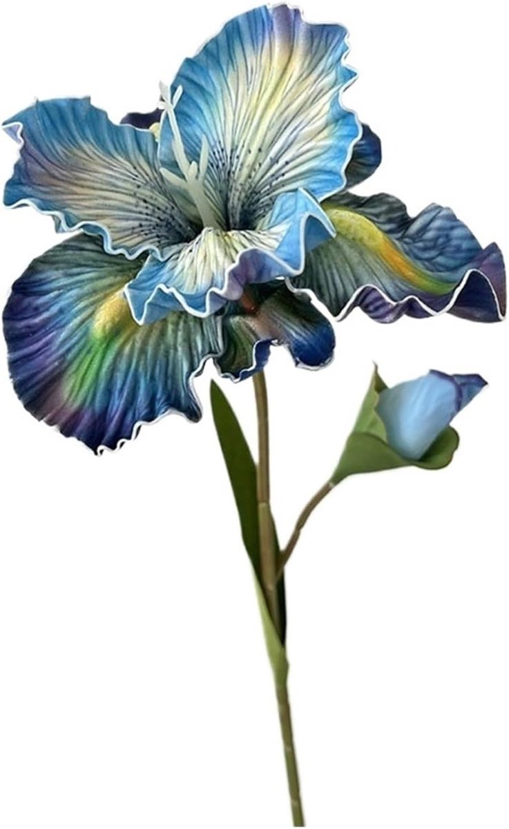 Kunstbloem Roos Boeket - Nep Bloem - Woondecoratie - Tijdloze Elegantie - 45 cm - Blauw