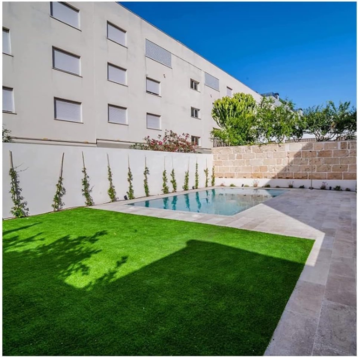 Kunstgras Mat - Realistisch Tapijt - Buiten Decoratie - Met Drainage Gaten - 2x5 Meter - Groen