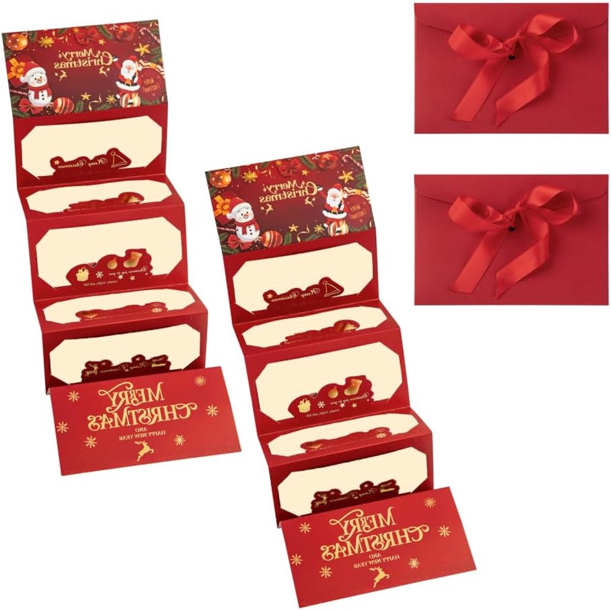 Kerst Portemonnees - Feestelijke Enveloppen - Cadeaus Geven - Creatief Opvouwbaar - Set van 2 - Rood