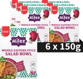 Voordeelverpakking van 6 x 150g Al'Fez Midden-Oosterse salade bowl, vegan, klaar in 5 minuten.