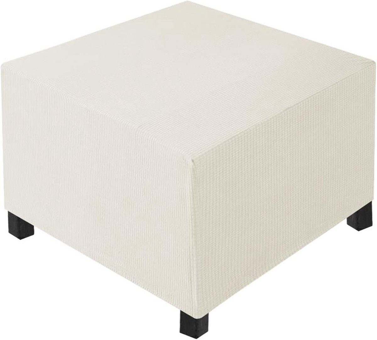 Voetenbank Cover - Ottoman Hoes - Meubels Beschermen - Super Zacht Stof - 75x75x45cm - Beige