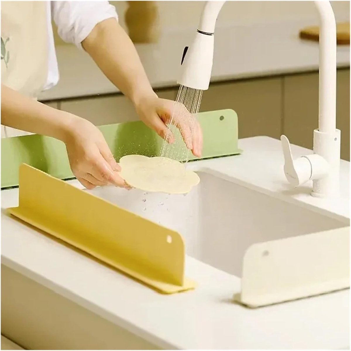 Spoelbak Spatbescherming - Keuken Gadget - Schoon Werken - Met Zuignap - 80 cm Lengte - Groen