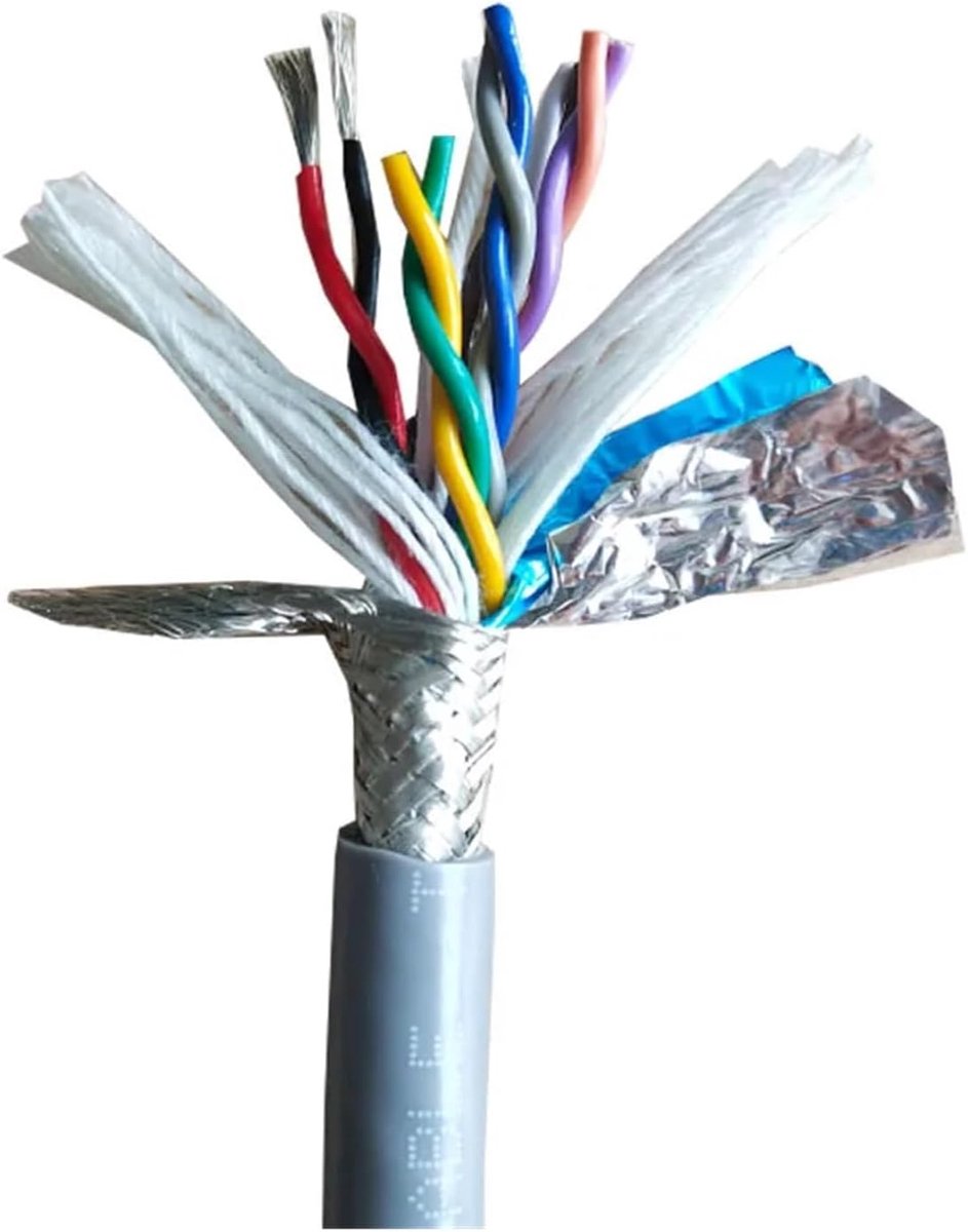 Afgeschermde Signaalkabel - Sleepkabel Flexibel - Apparatuur Verbinding - Duurzame PVC Constructie - 1 Meter 8 Kernen - Grijs