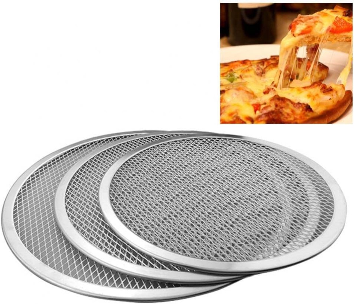 Pizza Bakplaat Net Rond Crispy Bakken Vaatwasmachinebestendig 11 inch Zilver