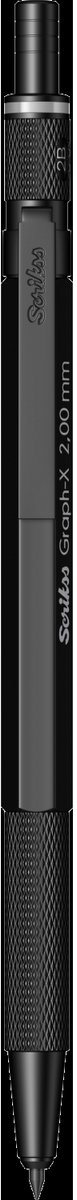 Scrikss Graph-X mechanisch potlood metaal | Grip van messing voor stevige en comfortabele houvast | Mat Zwart 2.0mm