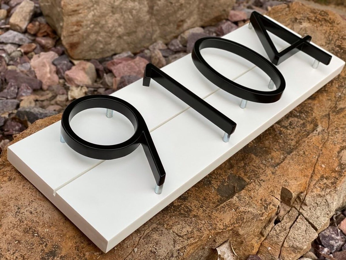 Metalen huisnummers - Adresbord modern - Huis identificatie - Zwevend design - 200mm extra groot - Zwart