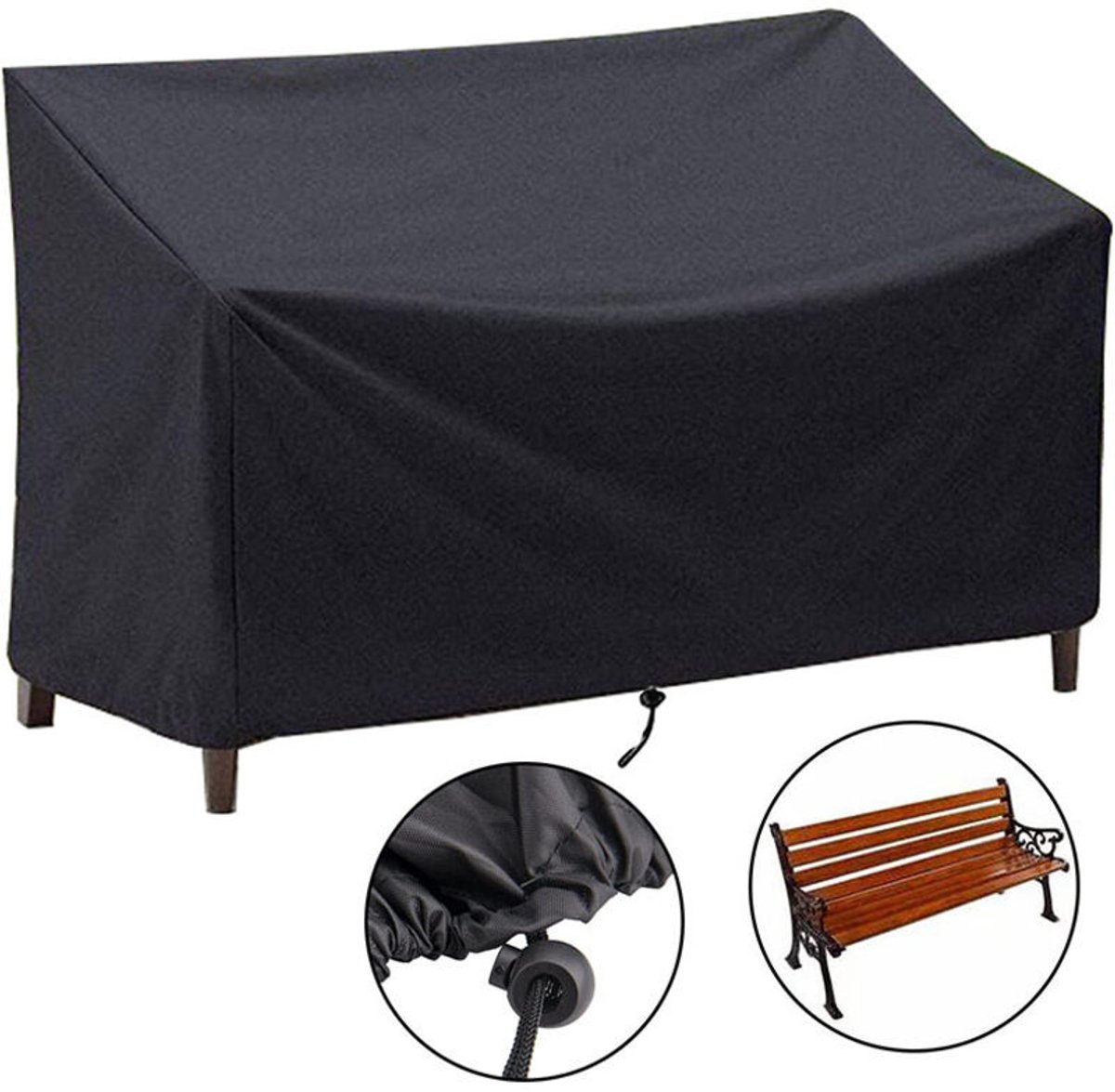 Garden furniture cover-Outdoor bench cover, Oxford fabric, UV-protective and waterproof (black, 134x66x89 cm)