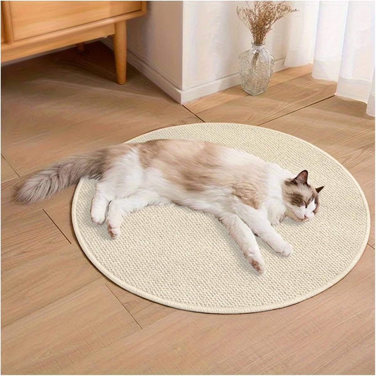 Rond Vloerkleed - Jute Tapijt - Woonkamer Decoratie - Antislip Onderkant - 40 cm Diameter - Wit