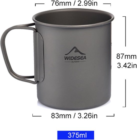 Outdoor Beker - Titanium Mok - Kamperen en Hiken - Lichtgewicht en Duurzaam - 300 ml - Grijs — afbeelding 4