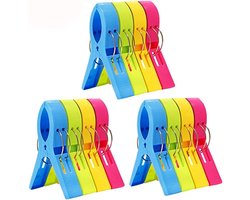 Badlaken Knijpers - 12 stuks - Handdoek Knijpers - Kunststof - Strandhanddoekclips - Voor dagelijks wasgoed, strandhanddoek, badhanddoek - Grote knijpers in vrolijke kleuren voor strandlaken - 13cm