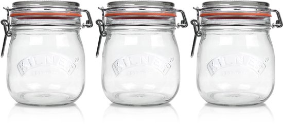 Kilner Weckpot 500ml | Voordeelset van 3 stuks | Premium kwaliteit | Robuust en Voedselveilig | Ideaal als voorraadpot, inmaakpot of conserveerpot