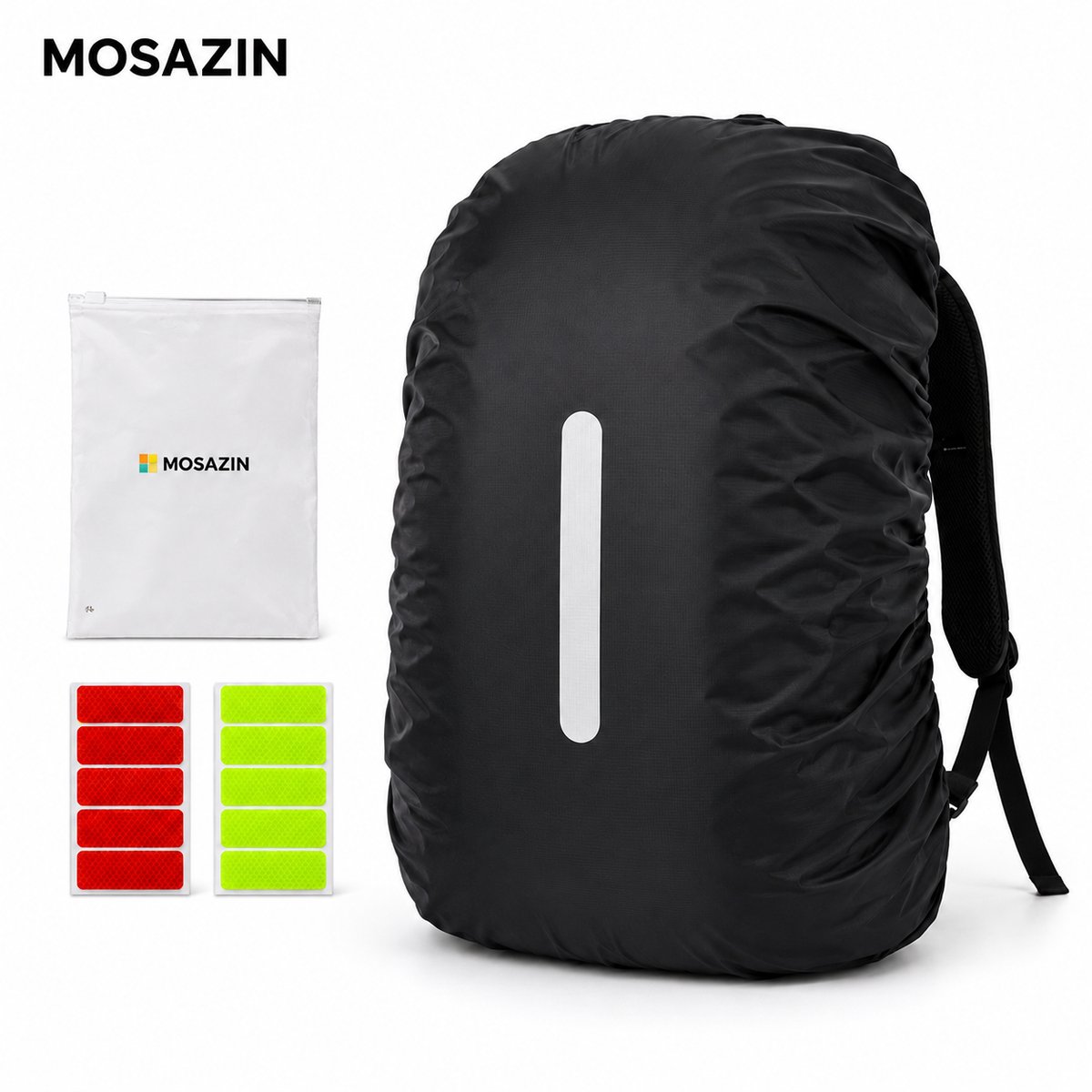MOSAZIN Rugzak Regenhoes 45L Zwart – Reflecterend & Waterafstotend – Voor Fietsers en Reizen