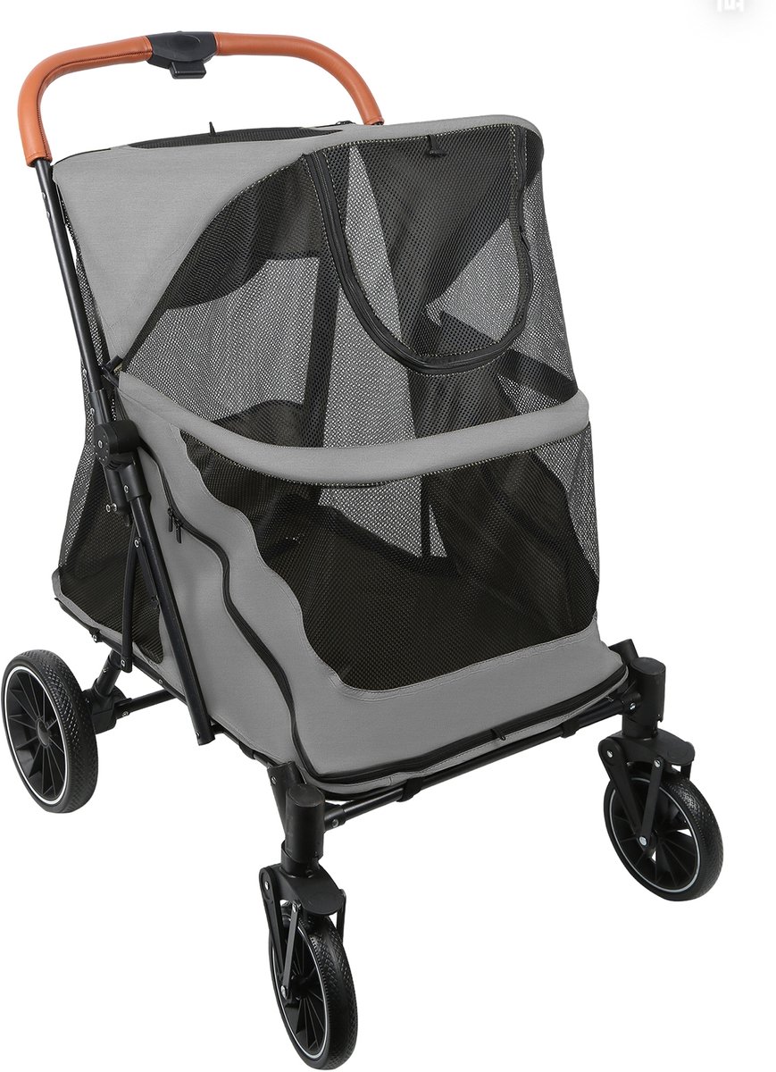 PIPIPOXER Huisdier wandelwagen-reiswagen huisdier- inklapbaar Hondenwagen-voor grote honden en katten tot 35 kg-Hondenbuggy met Netraam -buggy-Tas - Oxfordstof-blauw