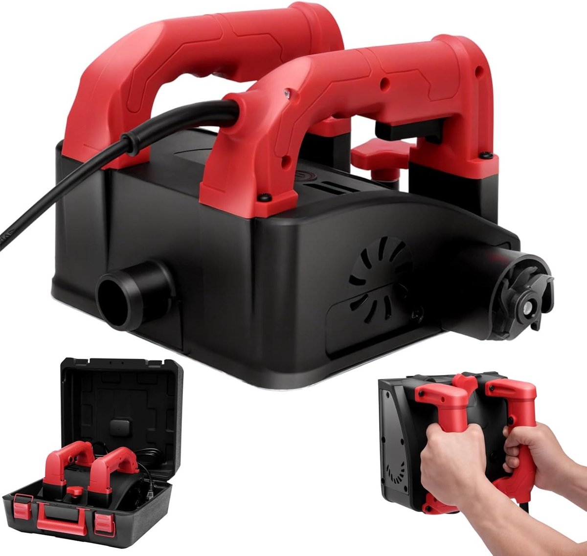 Elektrische Rolfrees - Betonfrees Schuurfrees - Muren Egaliseren - 1200W Krachtige Motor - 16 cm Werkbreedte - Rood Zwart