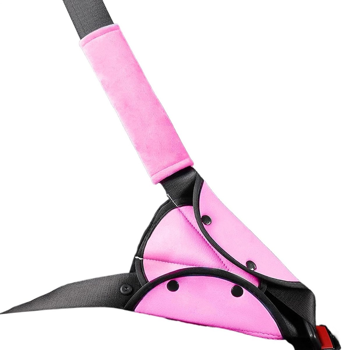 Gordelbeschermer Kinderen - Veiligheidsgordel Pad - Comfortabele Autoritten - Verlicht Drukpunten - 18 x 13 x 5 cm - Roze