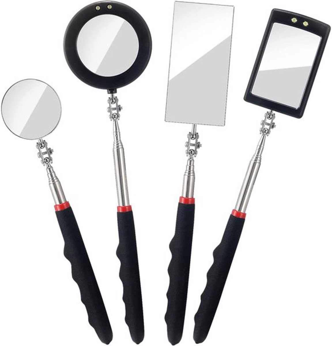 Zeynomax - Telescopische Inspectiemirror - LED Verlichting - 4-delige Set - Voor
