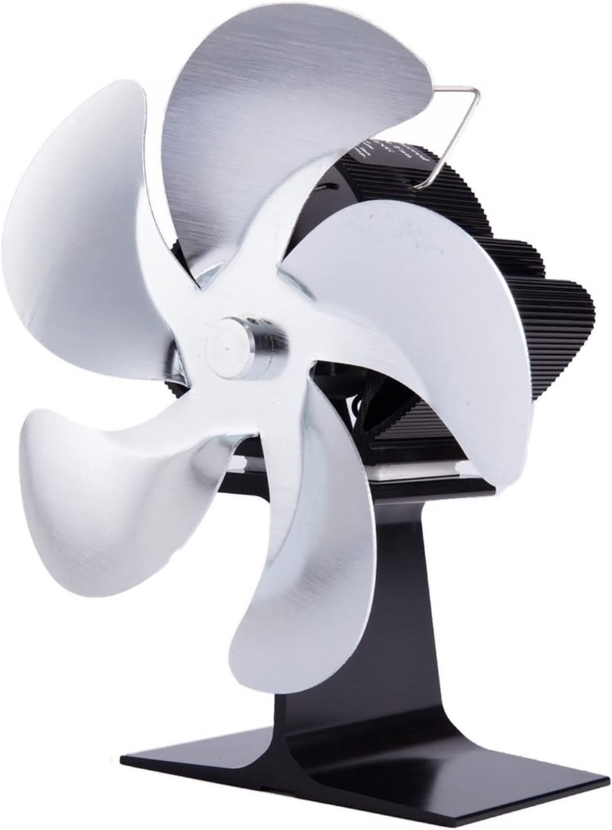 Open haard ventilator - Kachel ventilator - Warmte verspreiden - Zonder elektriciteit - 5 bladen - Zwart