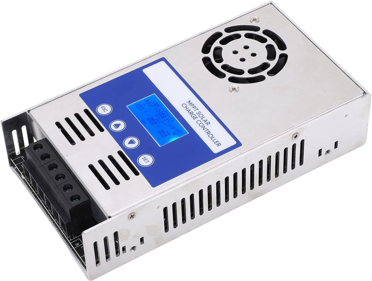 Zonnelaadregelaar - Energiebeheer - Batterij laden - MPPT technologie - 60A - Grijs