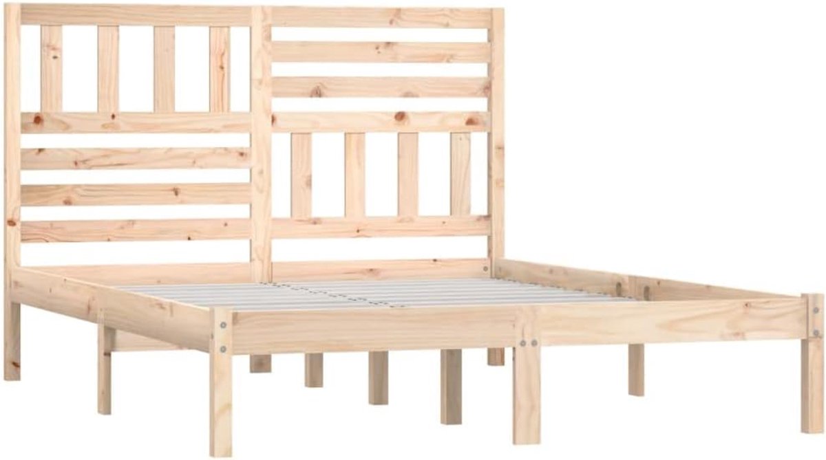 Houten Bedframe - Ledikant Ombouw - Slaapcomfort Creëren - Massief Grenenhout - 135x190 cm - Naturel