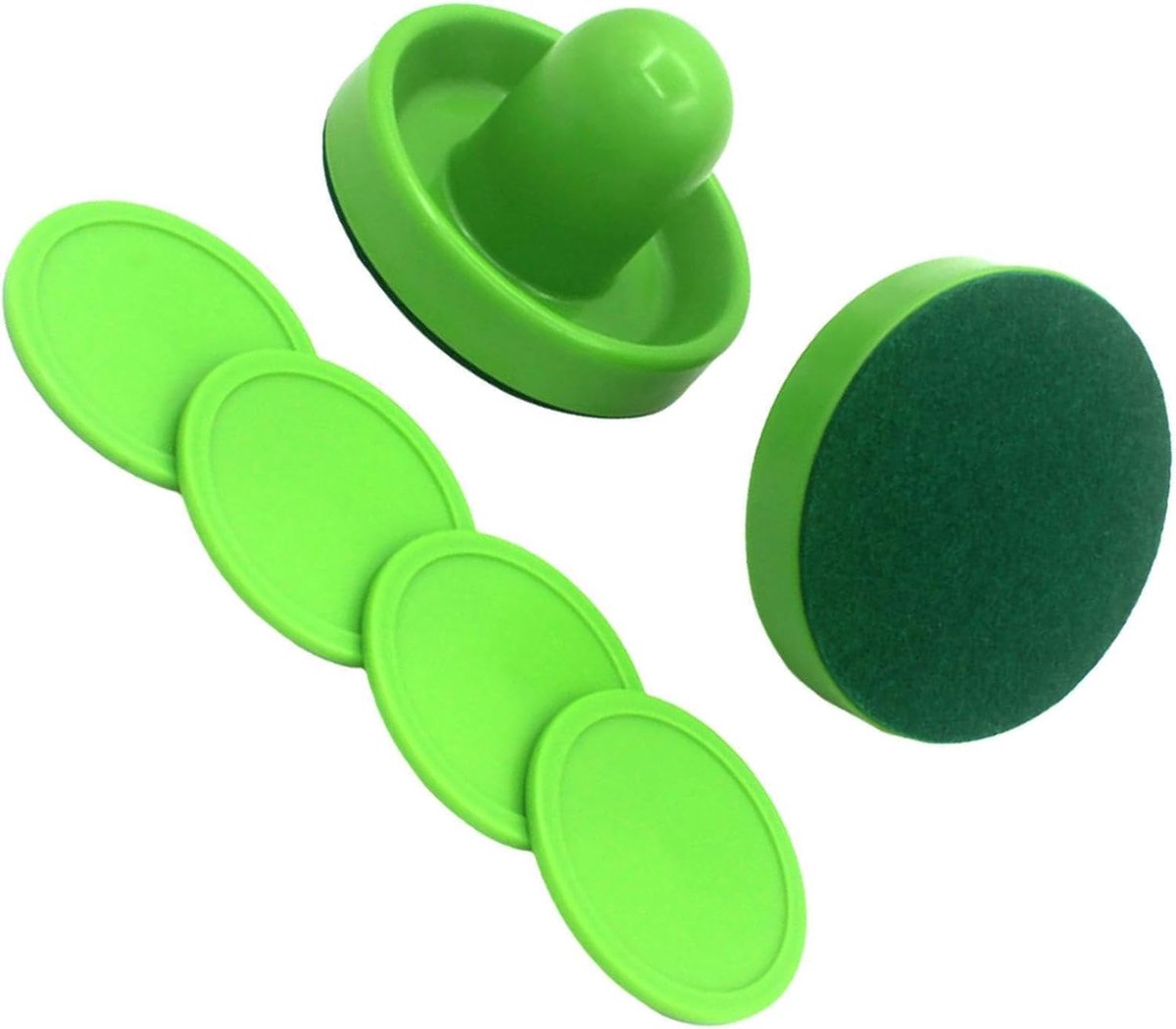 Airhockey Set - Puck en Duwers - Spelplezier Thuis - Duurzaam Kunststof - 96 mm Duwers - Groen