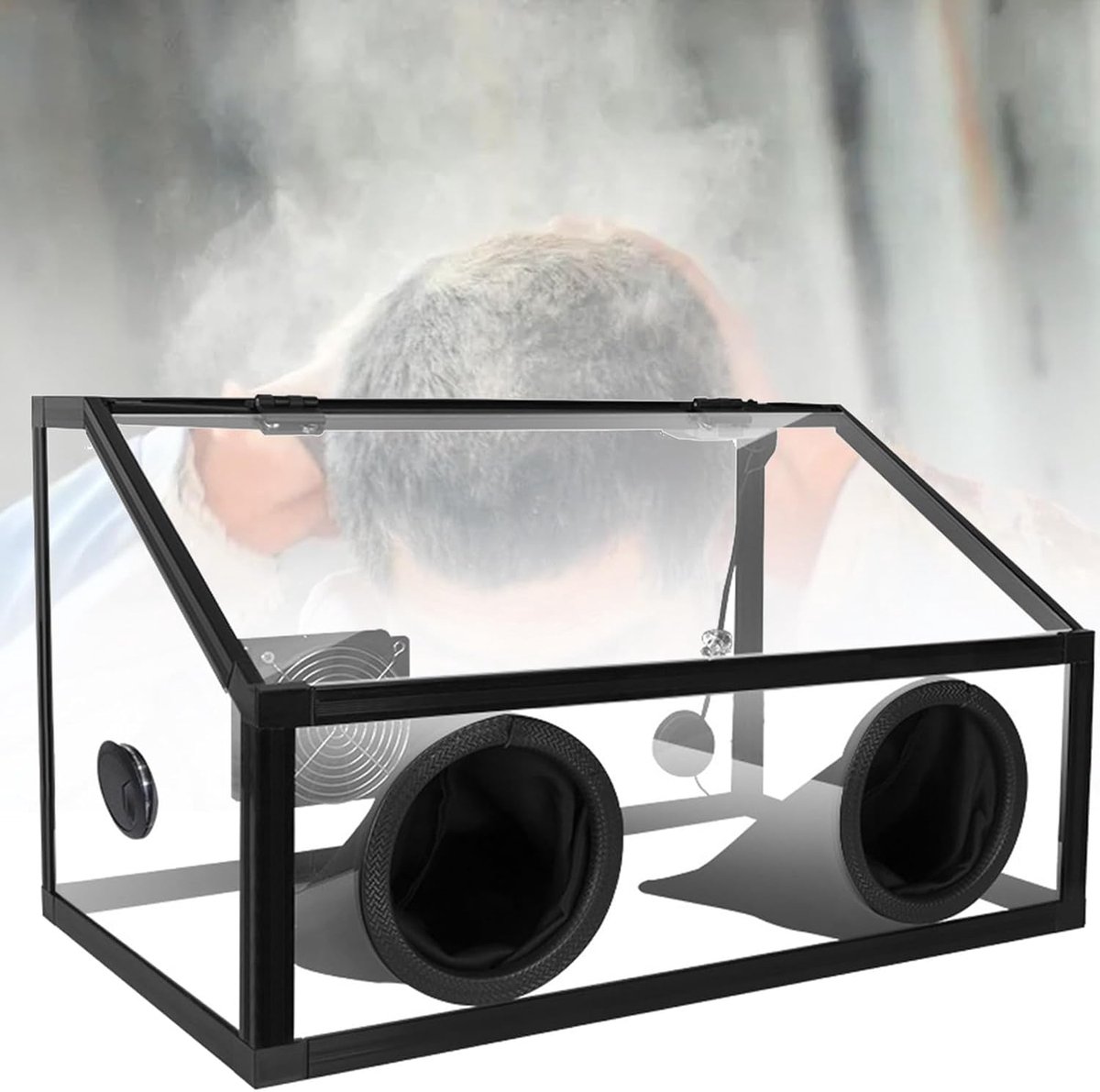Stofbox Polijstmachine - Stofafscheider Ventilator - Stofvrij Werken - Volledig Gesloten Ontwerp - 35x35x58cm - Transparant