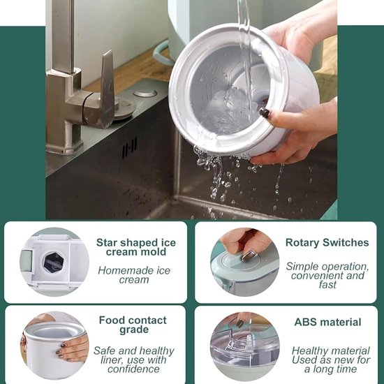 IJs Maker - Soft Serve Machine - Thuis Desserts Maken - Automatische Bediening - 1L Capaciteit - Wit — afbeelding 3