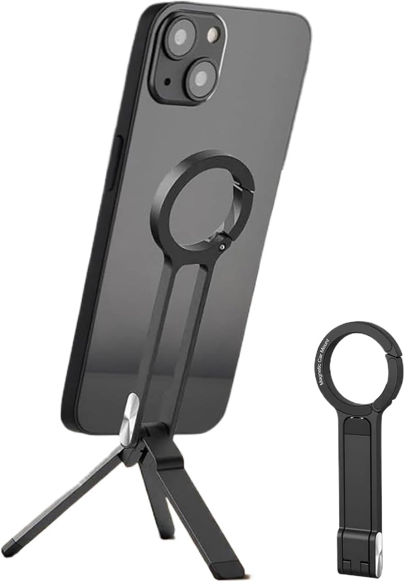 Telefoon Statief - Opvouwbare Houder - Films Kijken - Magnetische Stabiliteit - 16.2 x 6.2 cm - Zwart