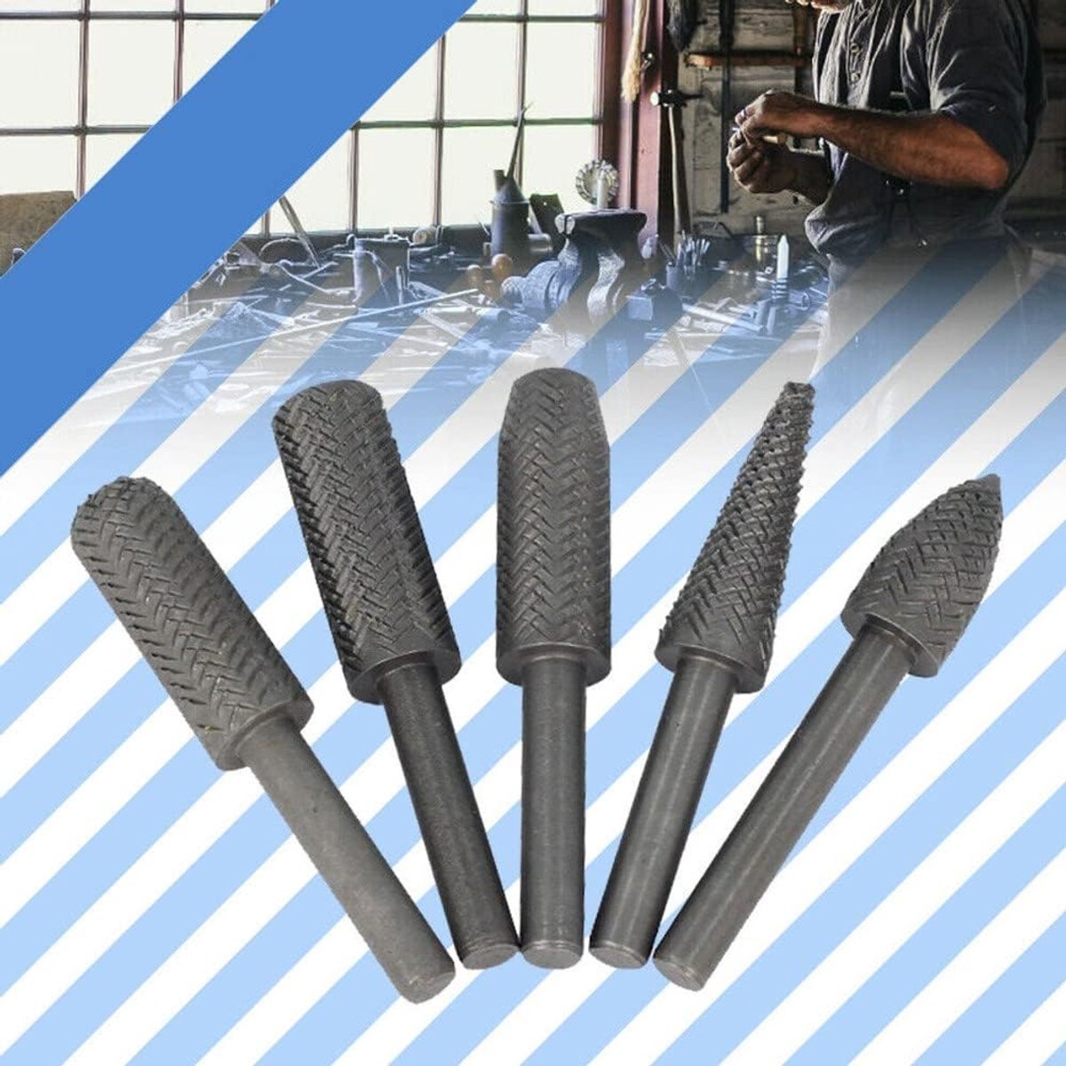 Roterende Raspset - Metaalvijlen - Metaal Bewerken - 5 Delige Set - 60 mm Lengte - Zilver