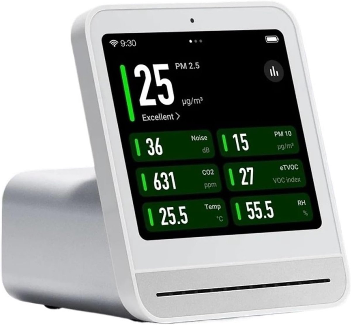Luchtkwaliteitsmeter - Binnenklimaat Monitor - Gezond Binnenklimaat - 7-in-1 Metingen - 10mm - Wit
