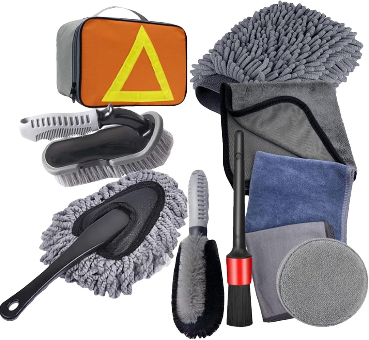 Reinigingsborstels Auto - Detailing Set - Auto Onderhoud - Krasvrije Reiniging - Set van 10 - Multicolor