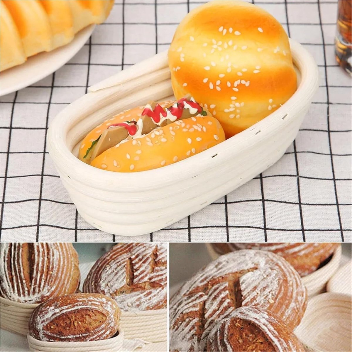 Broodrijsmand Rotan mand Ambachtelijk bakken Natuurlijk materiaal 25x15x8cm Houtkleur
