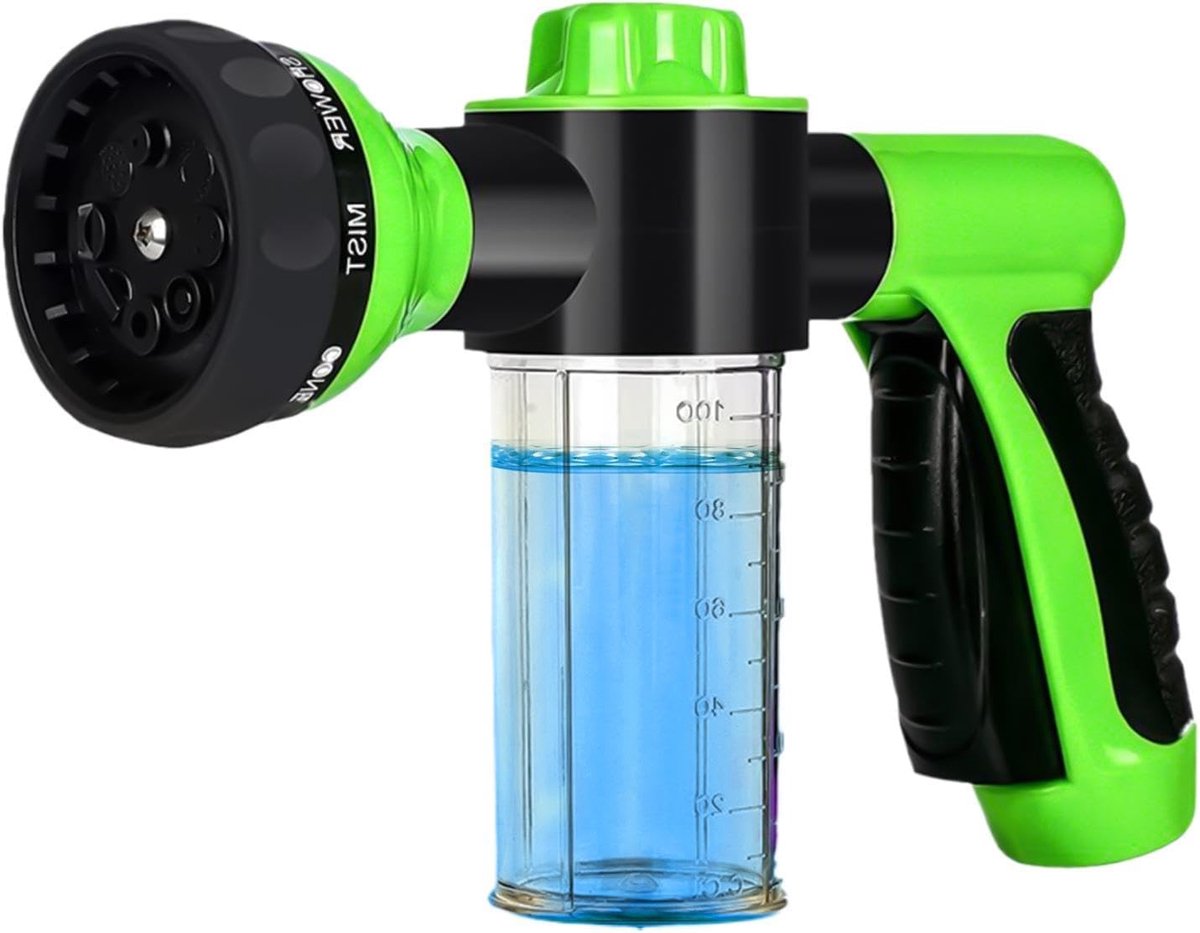Schuimkanon Hogedrukreiniger - Reinigingsspuitmond - Auto Wassen - Verstelbare Sproeimond - 100 ml - Groen
