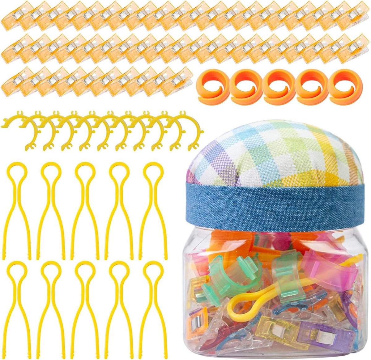 Naaiklemmen Set - Stofhouders Clips - Creatief Organiseren - Geïntegreerde Opbergoplossing - 76 Delig - Multicolor